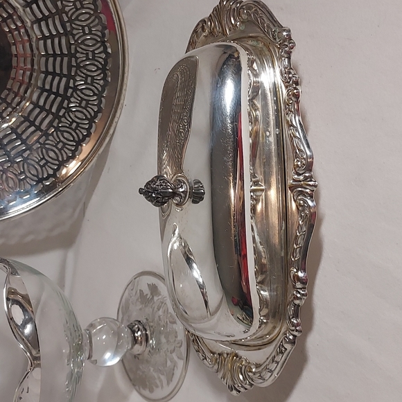 Unique Vintage Other - 3pc Silver & glass Butter dish by Sheridan Silverplate vintage antique